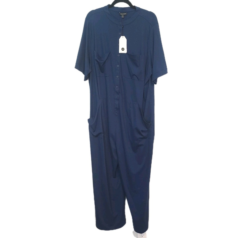 Universal Standard Utility Jumpsuit Womens Small Navy Blue Pockets Stretch NEW